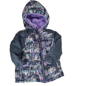 Free Country Purple Grey Fleece Reversible Puffer Jacket with Hood